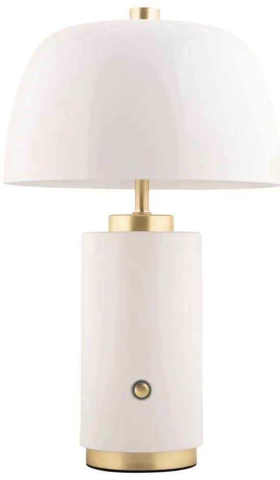 Biela LED stmievateľná stolová lampa s kovovým tienidlom (výška 30 cm) Freya – Leitmotiv