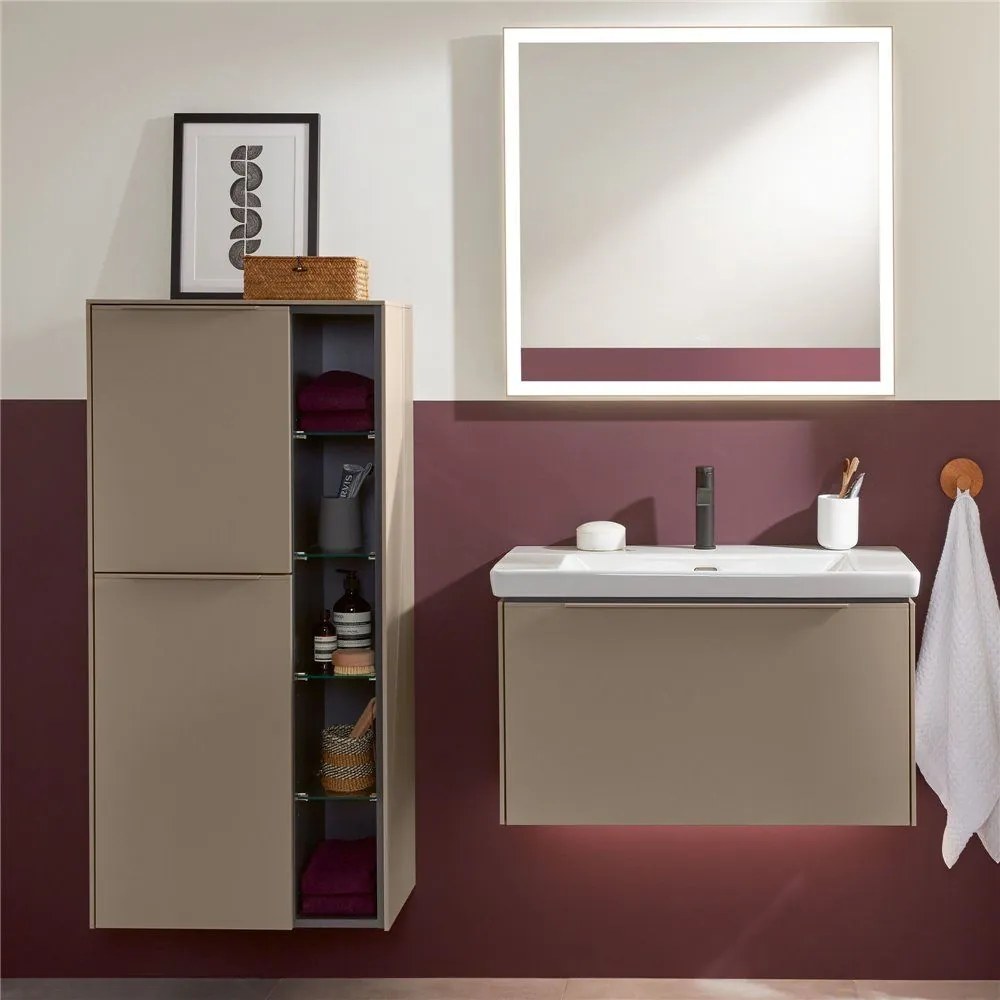 VILLEROY & BOCH Subway 3.0 závesná prostredná skrinka, 2 dvierka + 1 priehradka, pánty vľavo, 574 x 362 x 1200 mm, Taupe, C59802VM