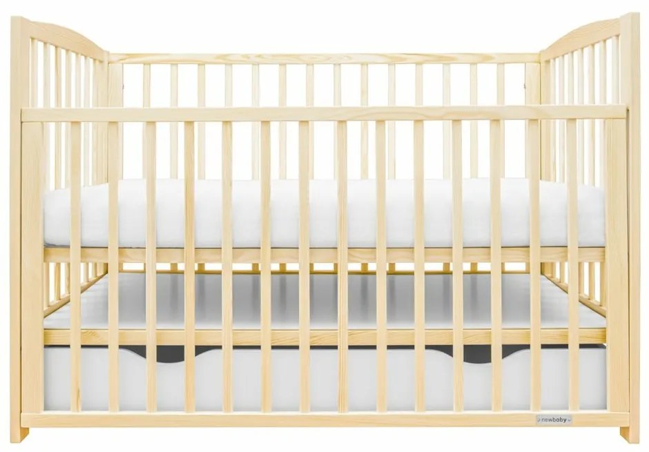 New Baby Detská postieľka Lilly so sťahovacou bočnicou a zásuvkou, prírodná