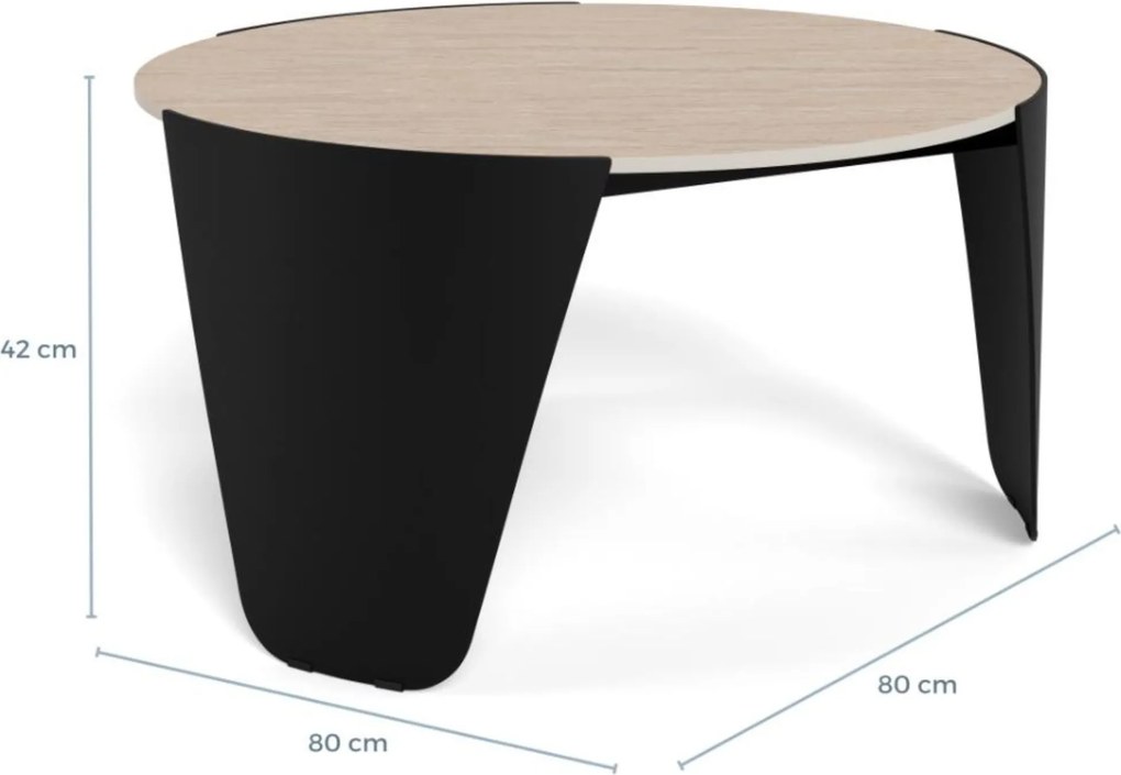 Kulatý designový konferenční stolek Altea travertin/černý