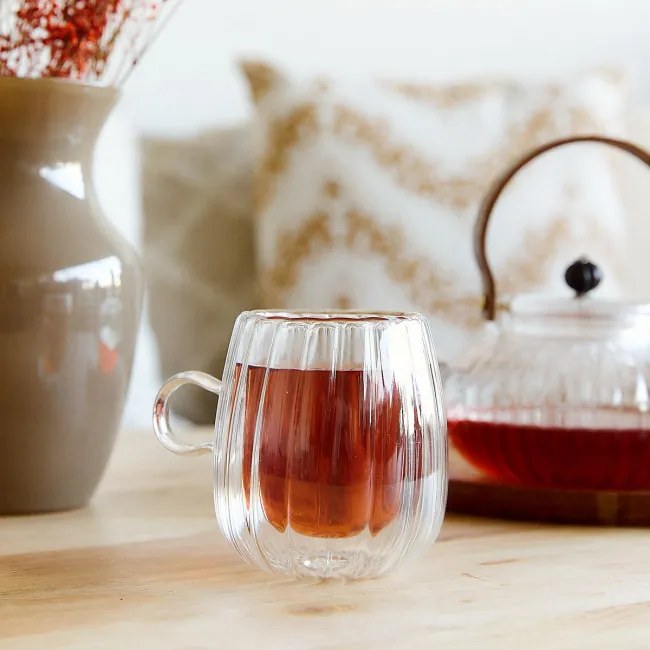 Sada dvoch šálok CEMBRA GROOVE s dvojitým dnom, priesvitné 888149 250 ml (2 ks)