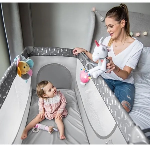 BabyOno - Cestovná postieľka BASIC sivá