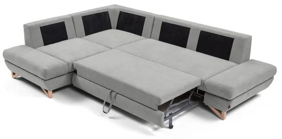 Rozkladacia rohová čalúnená sedacia súprava AVESTA s úložným priestorom do L, ľavé prevedenie, sivá