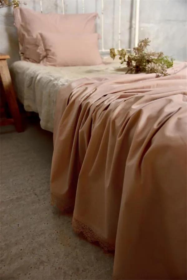 Jeanne d'Arc Living Bavlnený prehoz na posteľ Lace Old Rose 140 × 280 cm
