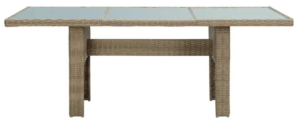 vidaXL Záhradný jedálenský stôl hnedý 200x100x74 cm sklo a polyratan