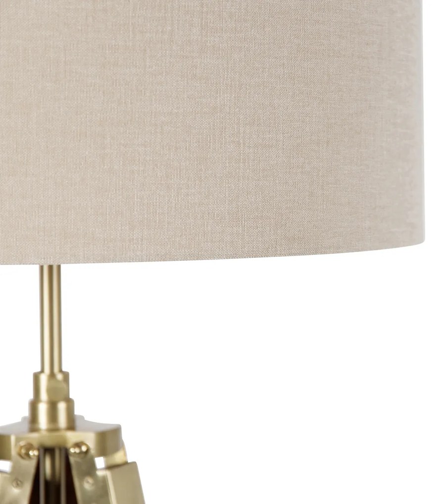 Stojaca lampa mosadzná s tienidlom svetlohnedá 50 cm trojnožka - Cortin