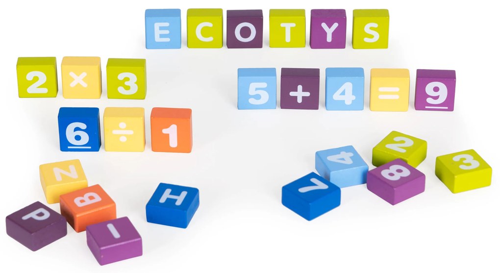 EcoToys Drevené vzdelávacie kocky - farebné 108 ks.