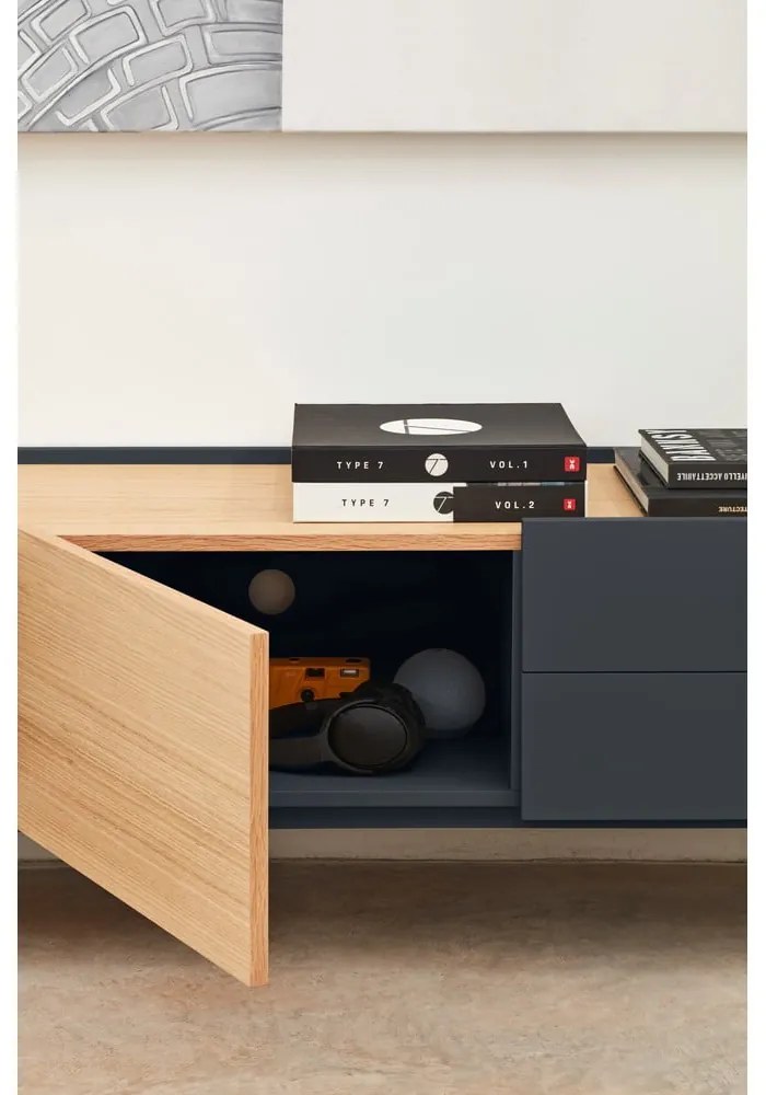 TV stolík v dekore duba v antracitovo-prírodnej farbe 180x45 cm Otto – Teulat