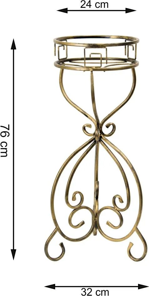 STOJAN NA KVETINÁČ HUNTER 76X32 CM ZLATÁ