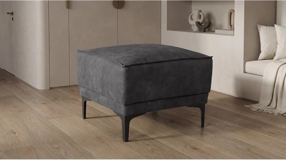 Antracitový taburet z imitácie kože Copenhagen – Scandic