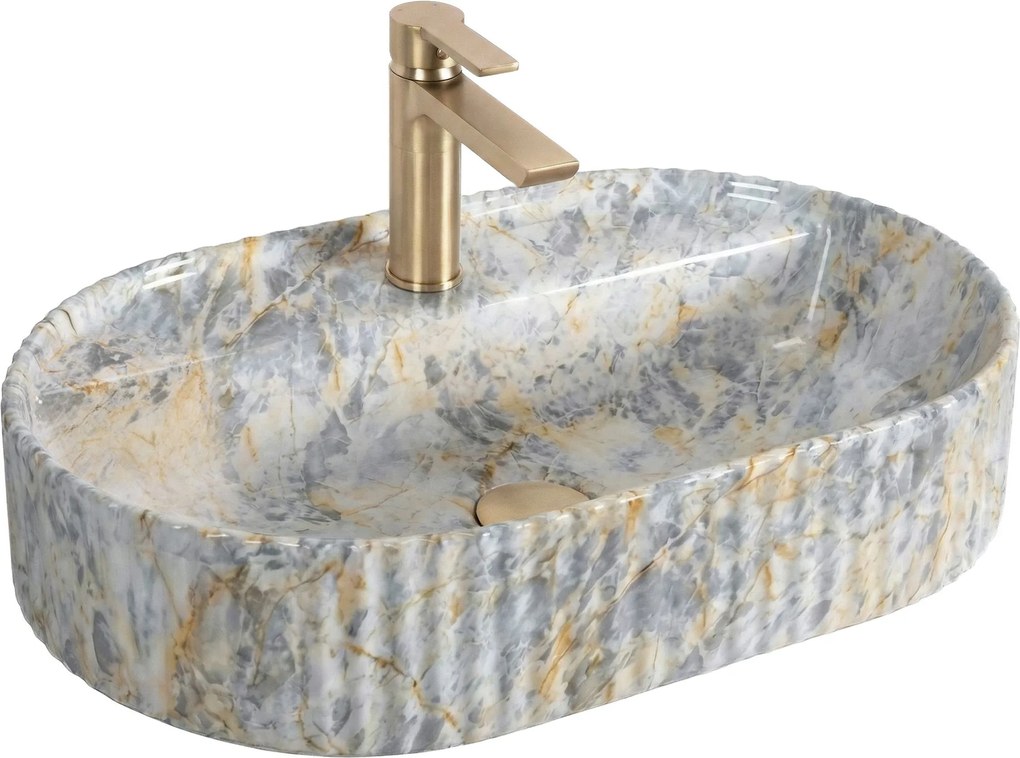 Rea Marcela Ruststone, umývadlo na dosku 600×370×135 mm, imitácia kameňa, REA-U3518