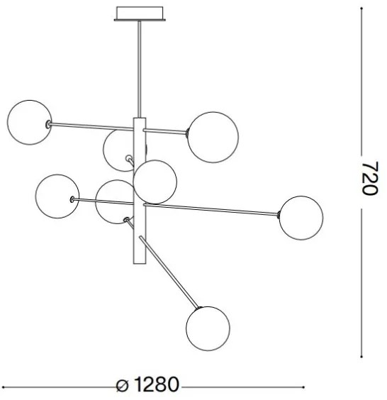 Ideal Lux - LED Luster na tyči EQUINOXE 8xG4/2W/230V pr. 128 cm chróm/dymová