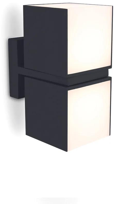 LUTEC Vonkajšie nástenné LED svietidlo CUBA, 23 W, teplá biela, čierna, IP54