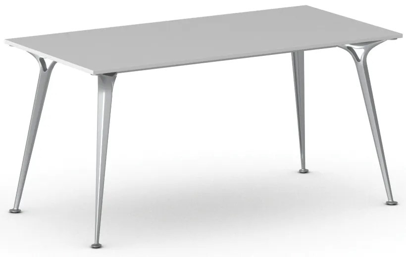Rokovací kancelársky stôl PRIMO ALFA, 160x80 cm, sivostrieborná podnož, sivá