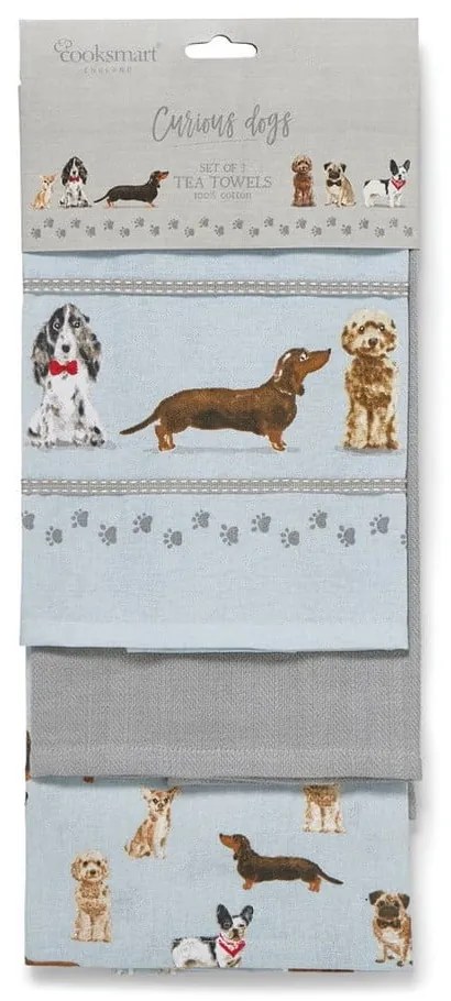 Súprava 3 kuchynských utierok Cooksmart ® Curious Dogs