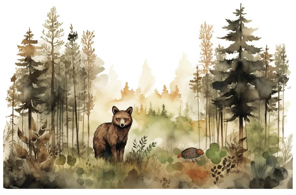 Samolepiaca tapeta mýval v rozprávkovom lese