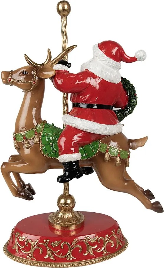 Červená vianočná dekorácia Santa na jelinku - 29*14*46 cm
