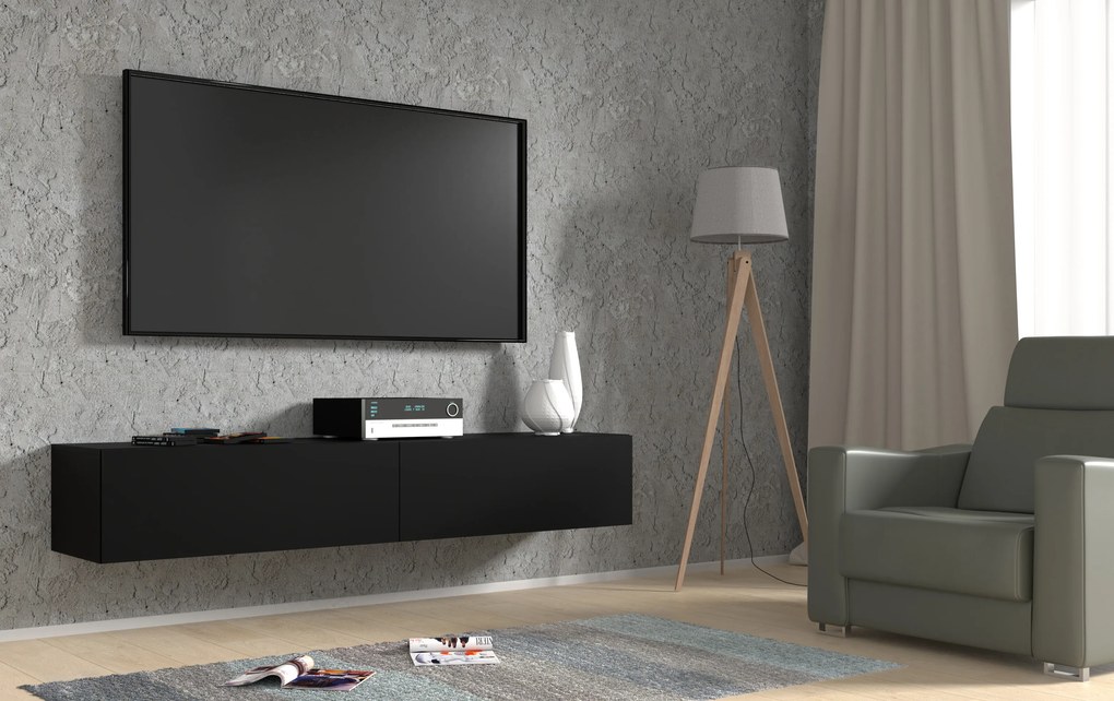 TV stolík/skrinka Banksy 180 (čierna). Akcia -19%. Vlastná spoľahlivá doprava až k Vám domov. 1124902