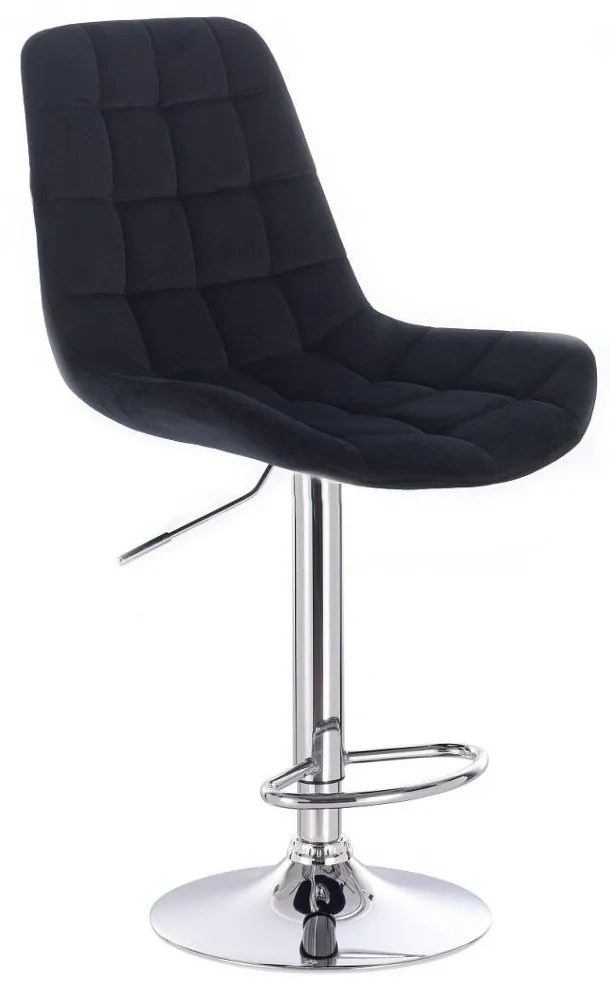 LuxuryForm DESIGN Barová stolička PARIS VELUR na striebornom tanieri - čierna