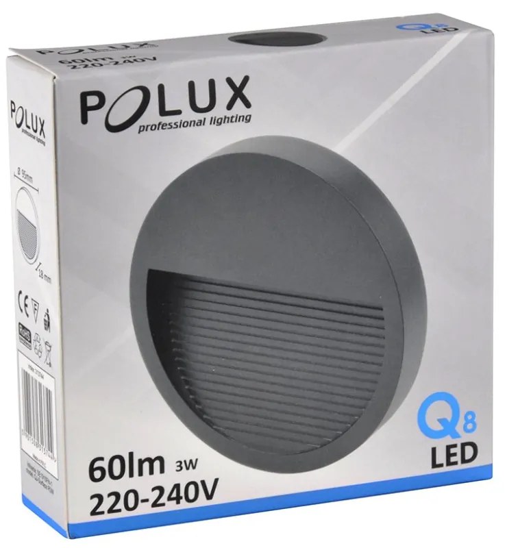 Záhradné povrchové schodiskové svetlo LED 3W 60lm IP44 4000K sivá Q8 GOLDLUX (Polux)