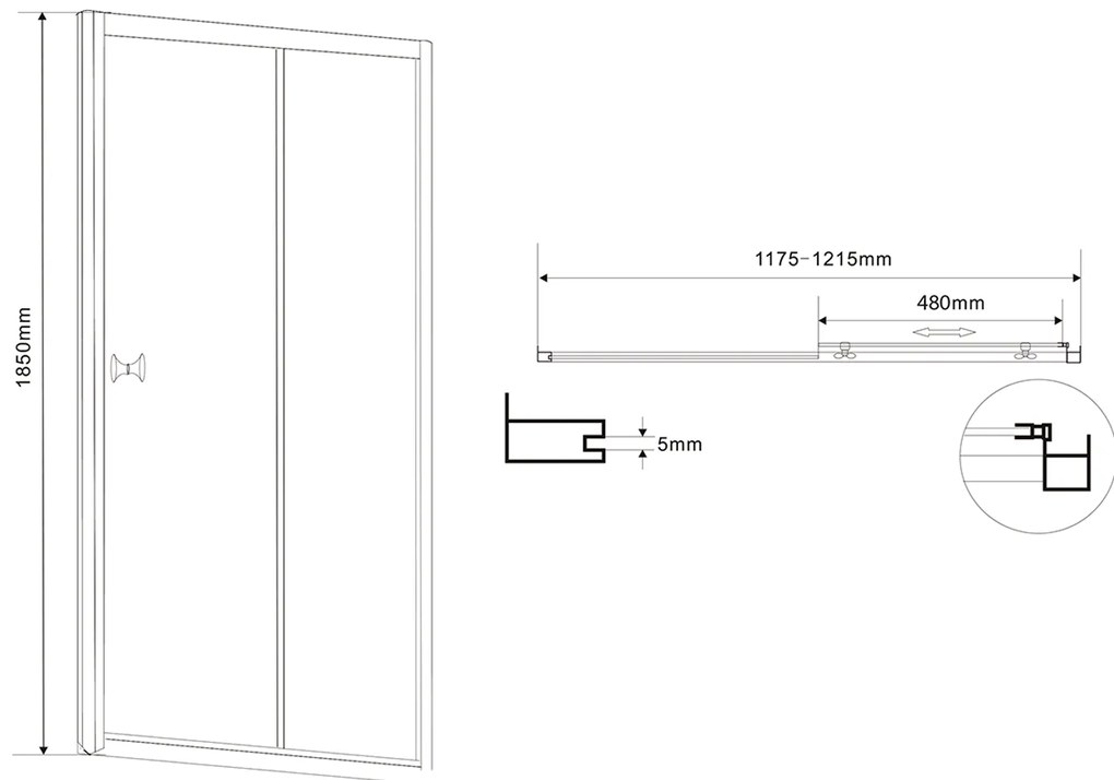 Aqualine Aqualine, AMADEO obdĺžniková sprchová zástena 1200x800mm L/P varianta, sklo Brick, BTS120BTP80