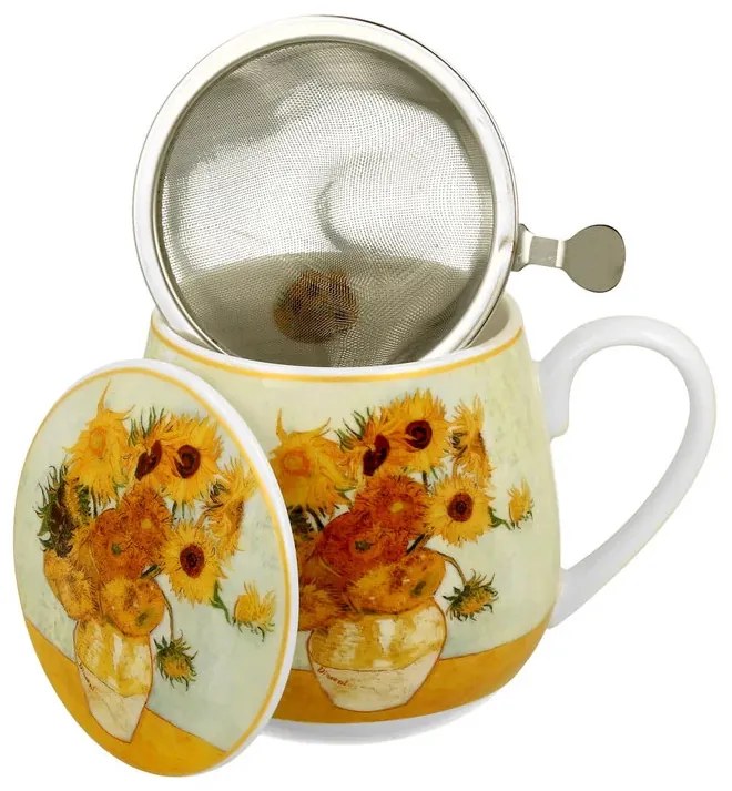 Porcelánový hrnček Van Gogh Slnečnice s infuzérom 430 ml viacfarebný