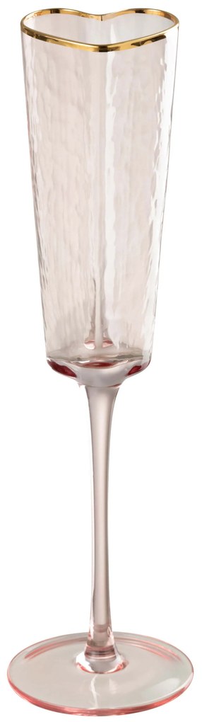 Ružový pohár na sekt v tvare srdca