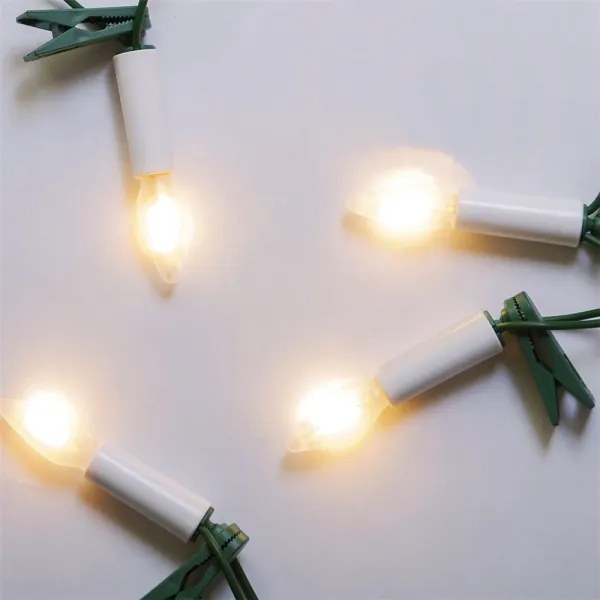 LED Vonkajšia reťaz FELICIA FILAMENT 20xE10 19m biela/teplá biela IP44