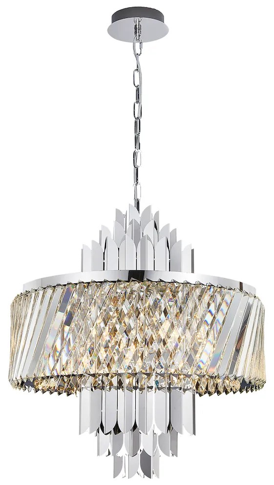 EUlight Luster Margot, 1x krištáľové/chrómové kovové tienidlo, (fi 55cm), ch