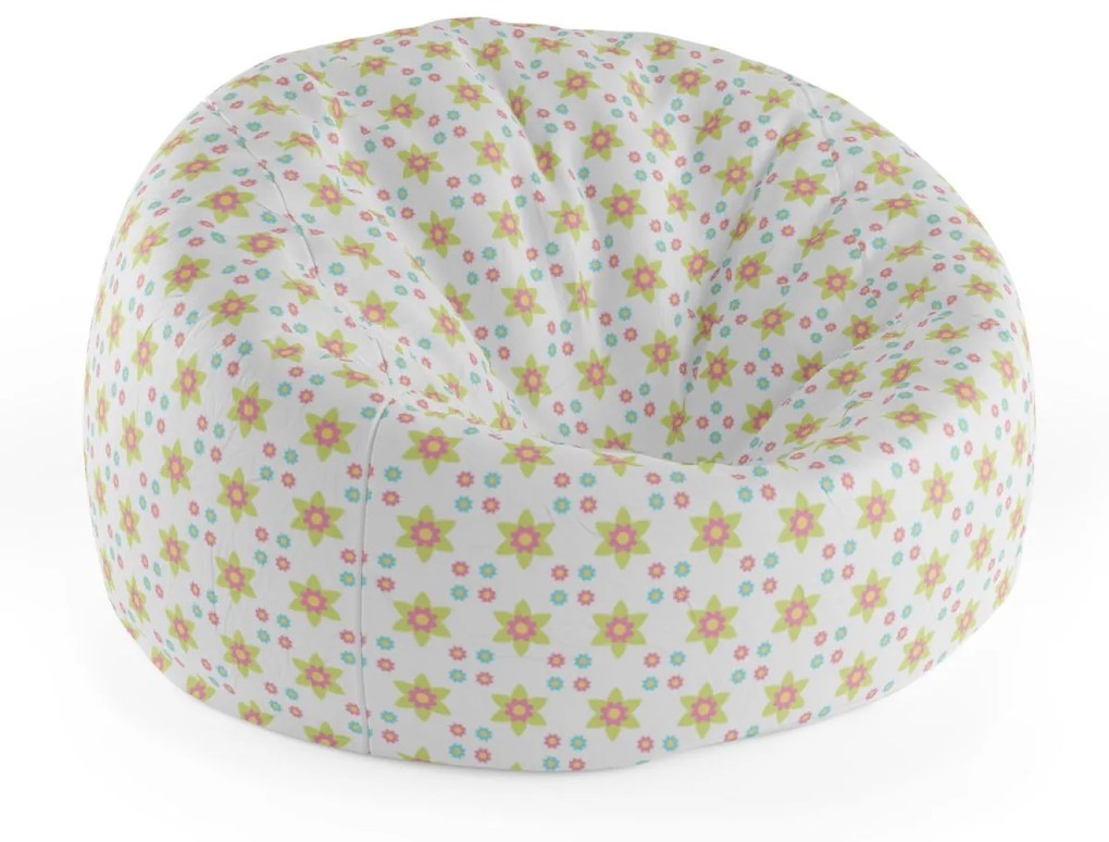 Sablio Sedací vak Cocoon Barevné kytičky - 75 x 45 x 35 cm