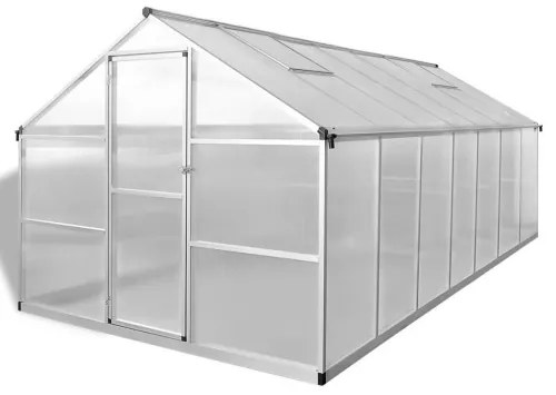 vidaXL Skleník, spevnený hliník 10,53 m²-