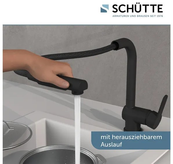 Schütte Kuchynská batéria London s výsuvnou sprchou (čierna matná)  (100335807)