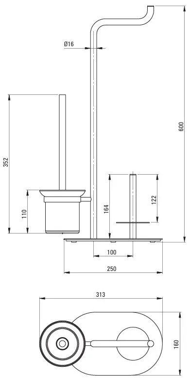 Deante Silia príslušenstvo, 3-funkčný držiak pre toaletný papier a WC kefu, brúsený bronz, DEA-ADI_C732