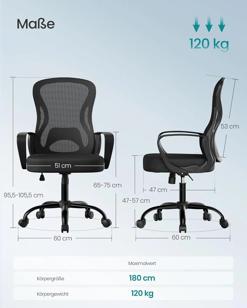 Ergonomická kancelárska stolička s mrežou, čierna