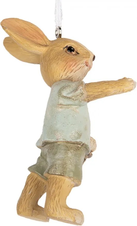 Závesná dekorácia králiček s košíčkom kvetín - 5*4*8 cm