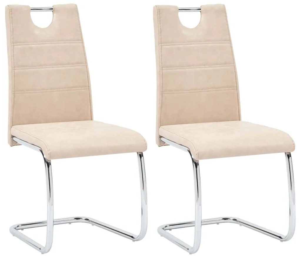 vidaXL Jedálenské stoličky 2 ks, krémové, umelá koža