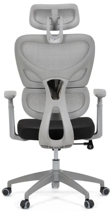 Kancelárska ergonomická stolička GRANT II — sieť, látka, sivá