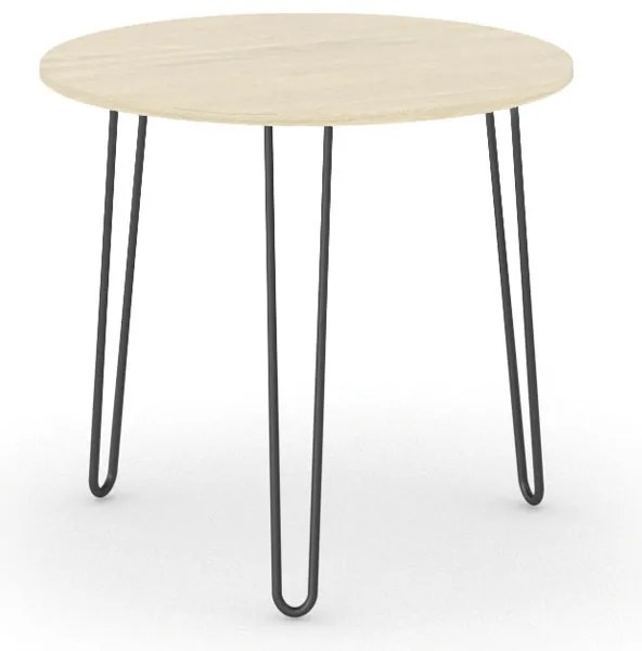 Okrúhly jedálenský stôl SPIDER, priemer 80 cm, čierna podnož, doska dub prírodný