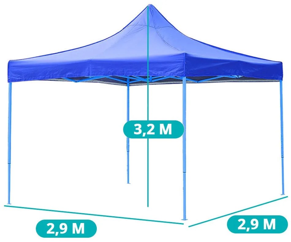 Záhradný pavilón-modrý-2,9x2,9 m