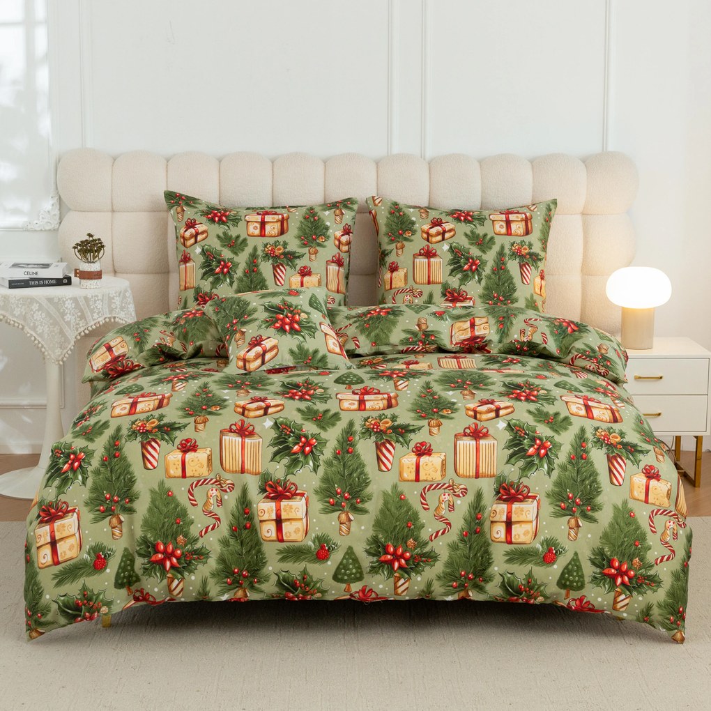 Obliečky z mikrovlákna CHRISTMAS PRESENTS zelené Rozmer obliečky: 70 x 90 cm | 140 x 200 cm