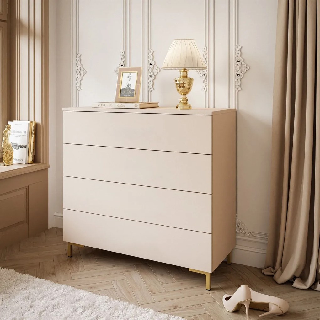 KOMODA MARION 95 cm KAŠMÍR ZLATÉ NOŽIČKY PUSH