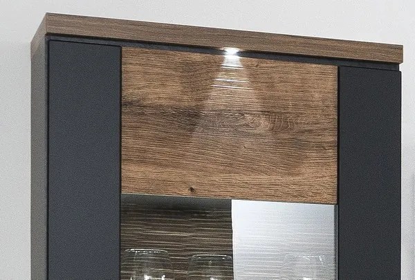 Obývacia stena Boston, čierna/dub ribbeck, s osvetlením