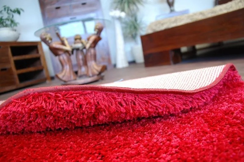 Guľatý koberec SHAGGY HIZA 5 cm bordó