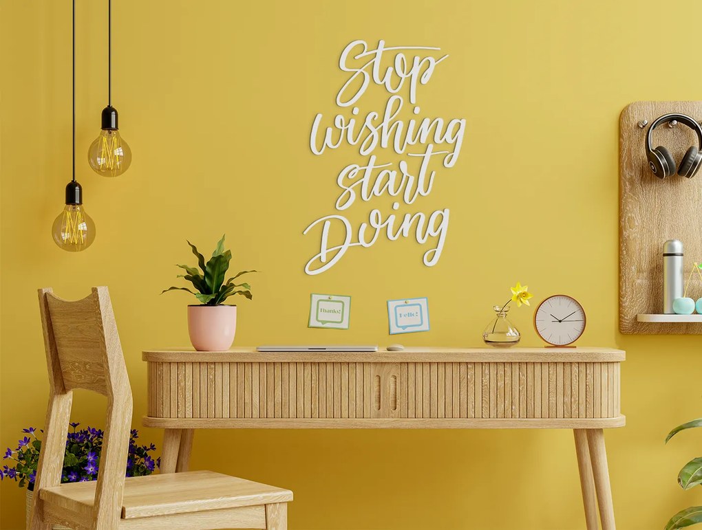 drevko Dekorácia na stenu Stop wishing start doing Rozmer obrazu: 42 x 29 cm, Farba dekorácie: Čierna