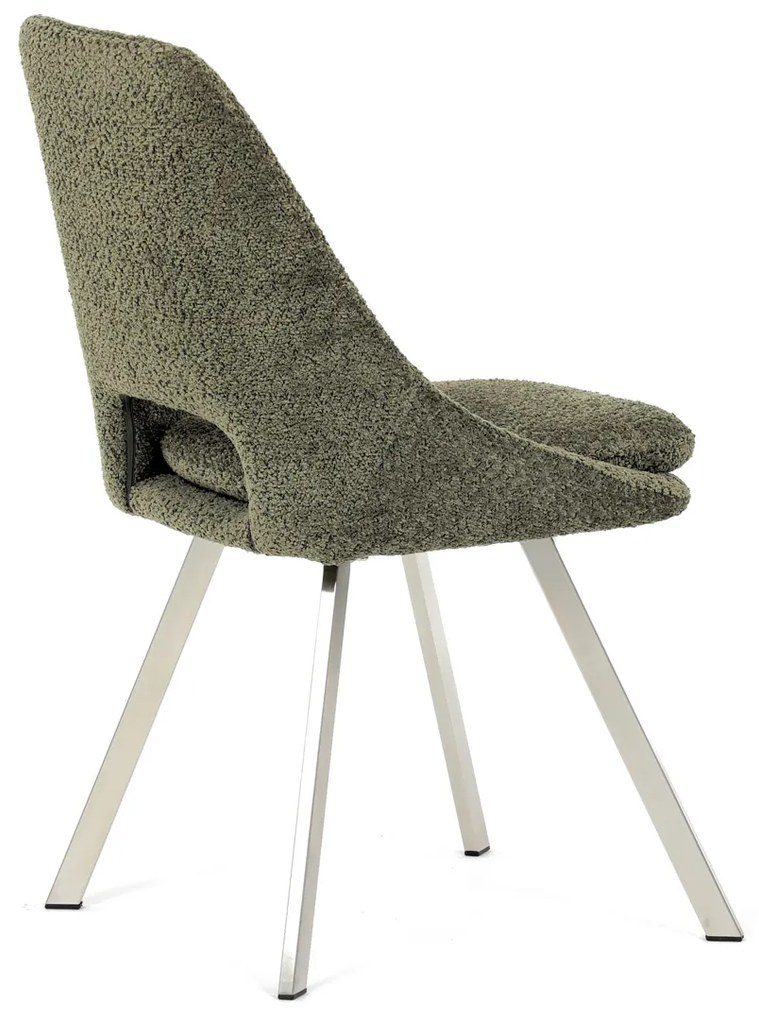 Autronic - Židle jídelní, zelená látka, kovové nohy, broušená nerez. - DCL-W1174 GRN2