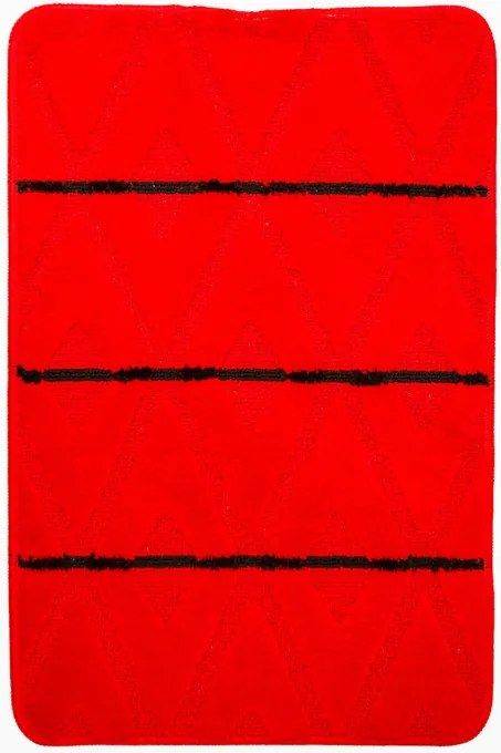 Kúpeľňový koberček PALMA červený / čierny, kosoštvorce