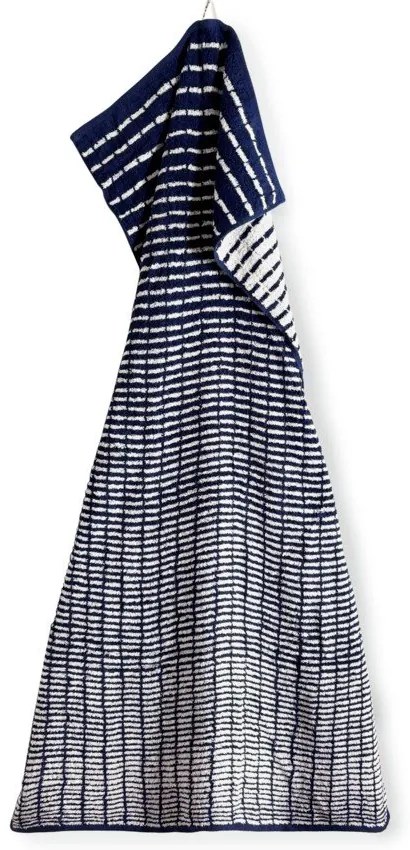 Biely/modrý froté uterák s prímesou bambusu 50x100 cm Nuance – JUNA