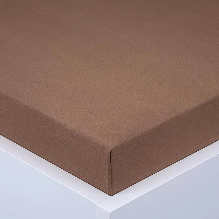 Napínacia plachta na posteľ jersey EXCLUSIVE tmavo hnedá sada 2 ks 90 x 200 cm