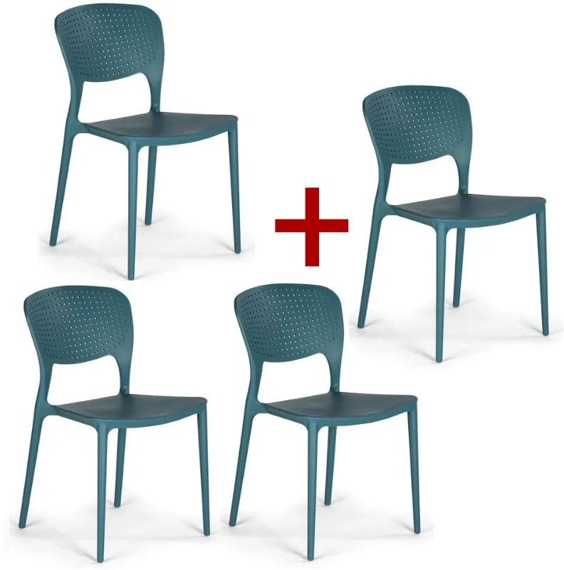 Plastová jedálenská stolička EASY II 3+1 ZADARMO, modrá