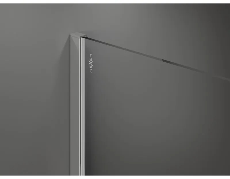 Mexen Kioto sprchová zástena 110x200 cm 8 mm, chrómový profil, sklo čierny vzor 1, 800-110-101-01-77